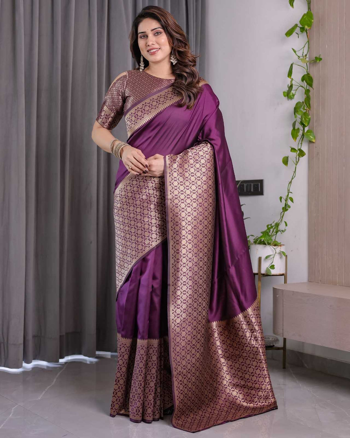 Banarasi Soft Silk Designer Saree in Maroon