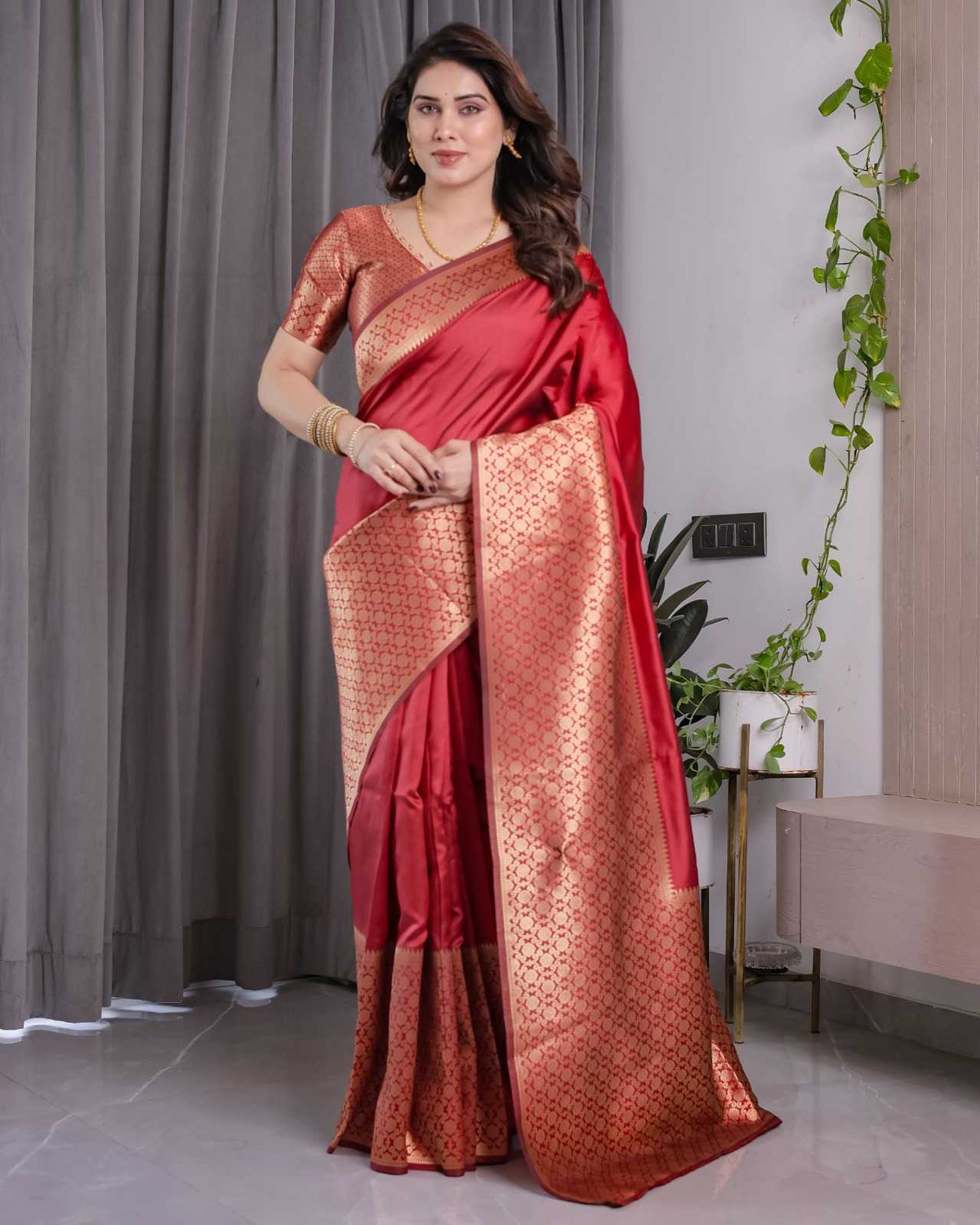 Banarasi Soft Silk Designer Saree in Maroon