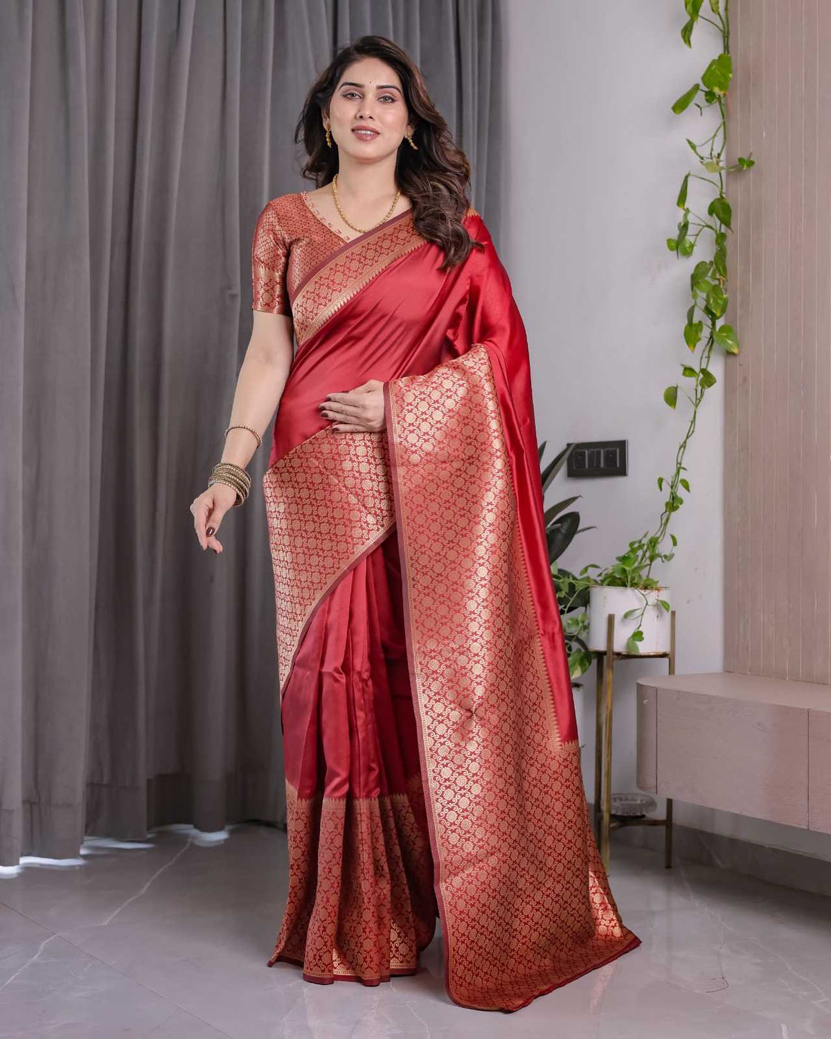 Banarasi Soft Silk Designer Saree in Maroon