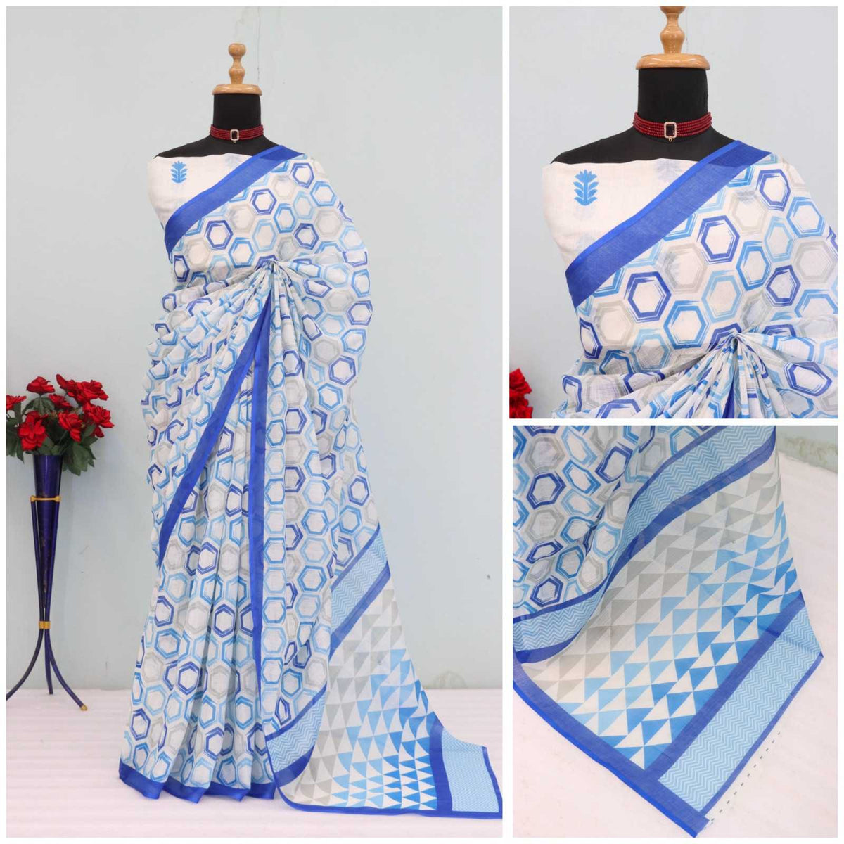 Uniform Cotton Printed Saree