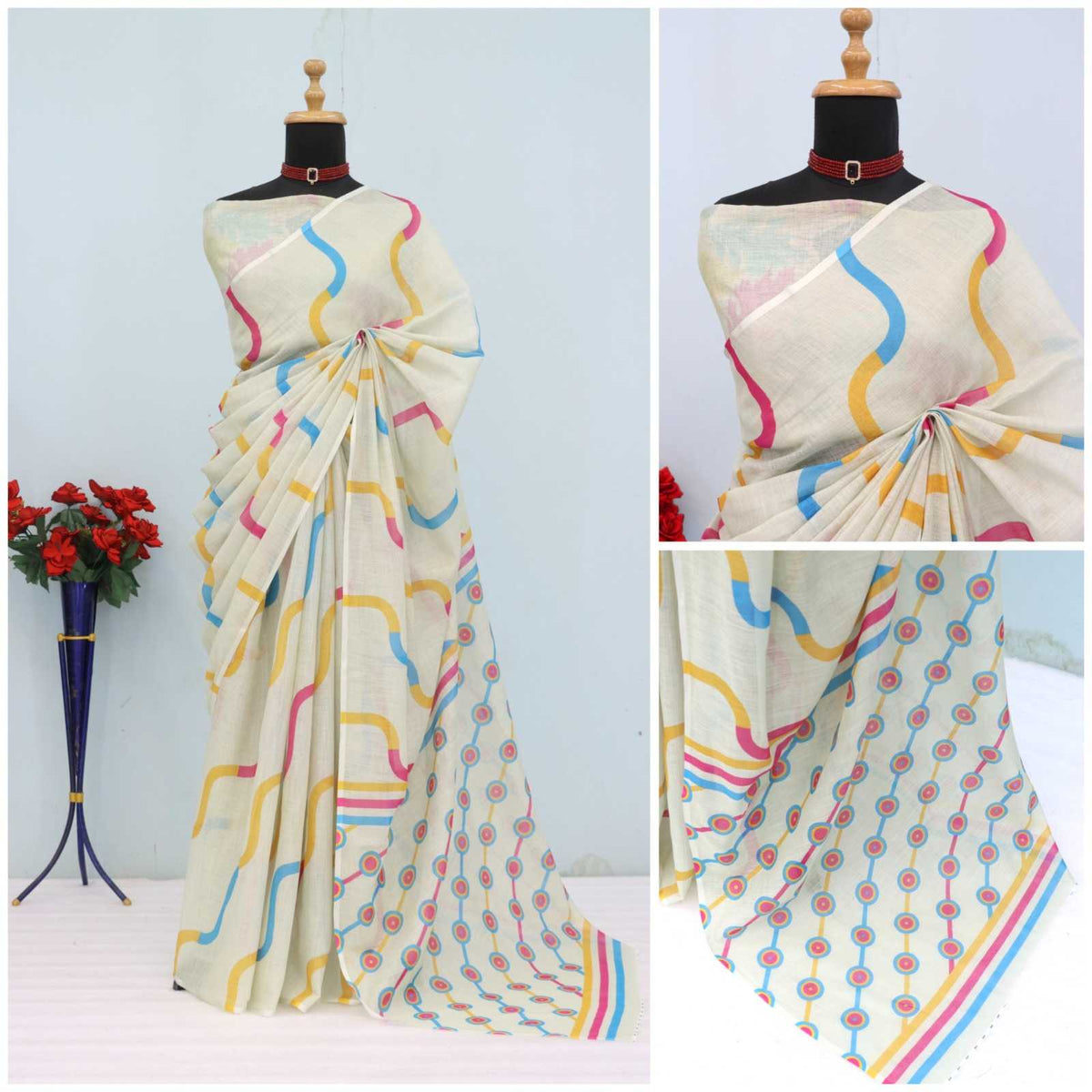 Uniform Cotton Printed Saree