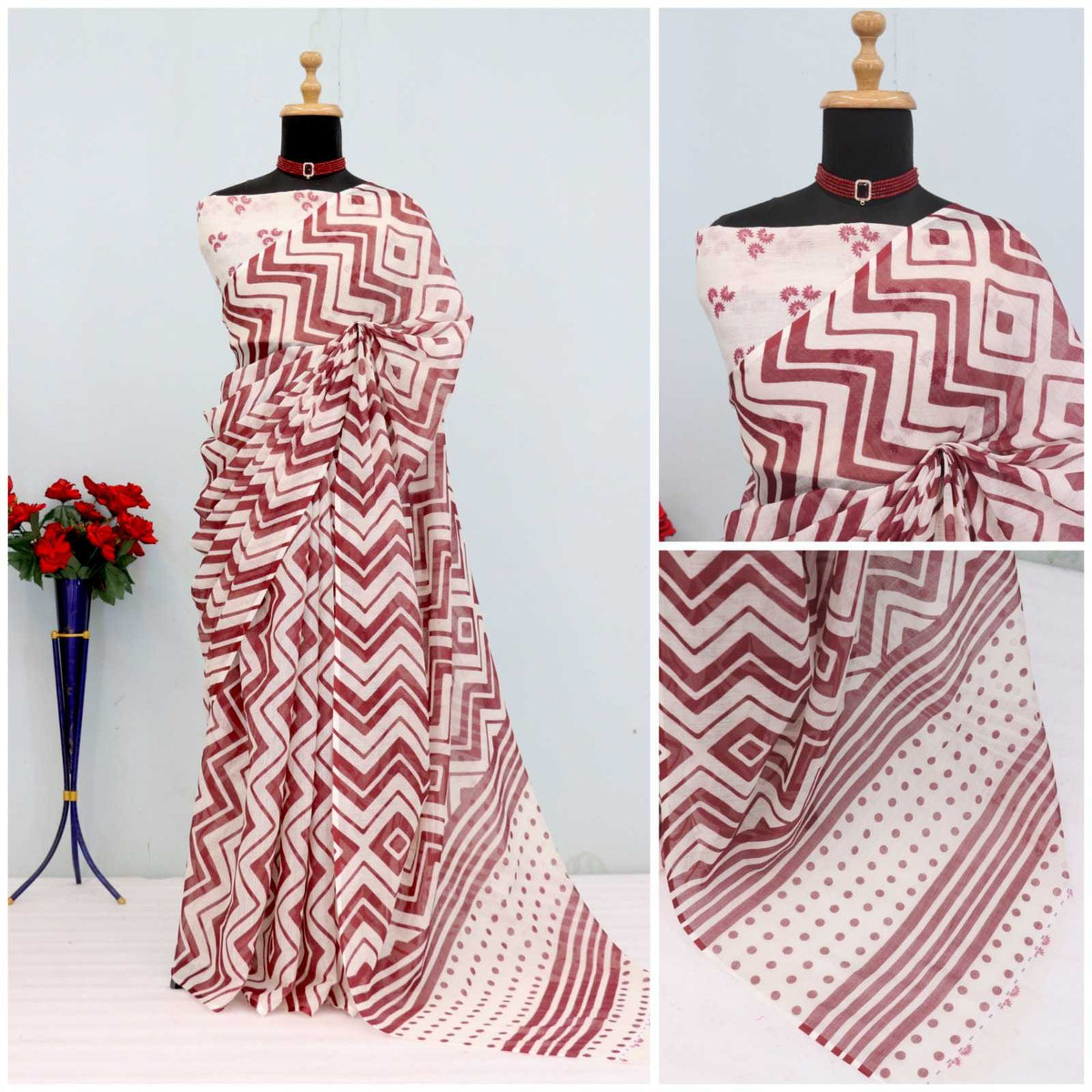 Uniform Cotton Printed Saree