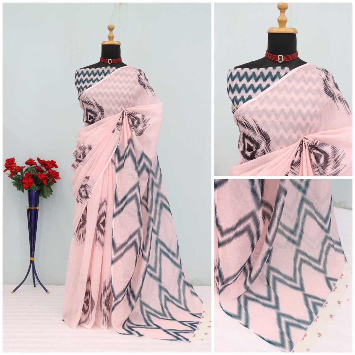 Uniform Cotton Printed Saree