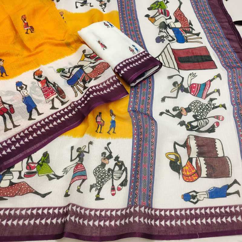 Wine Cotton Designer Saree