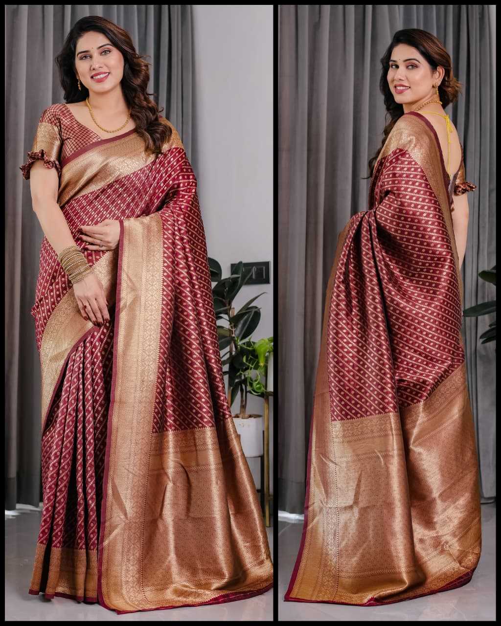 Banarasi Soft Silk Designer Saree in Brown