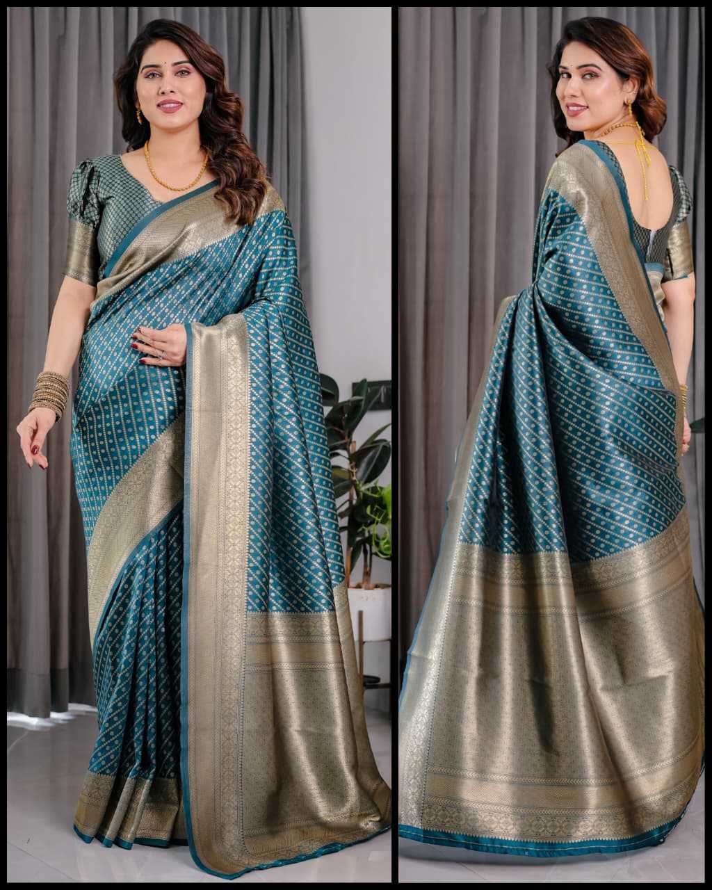 Banarasi Soft Silk Designer Saree in Brown