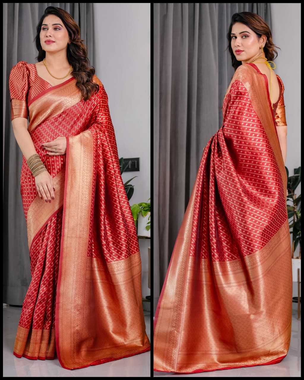 Banarasi Soft Silk Designer Saree in Brown