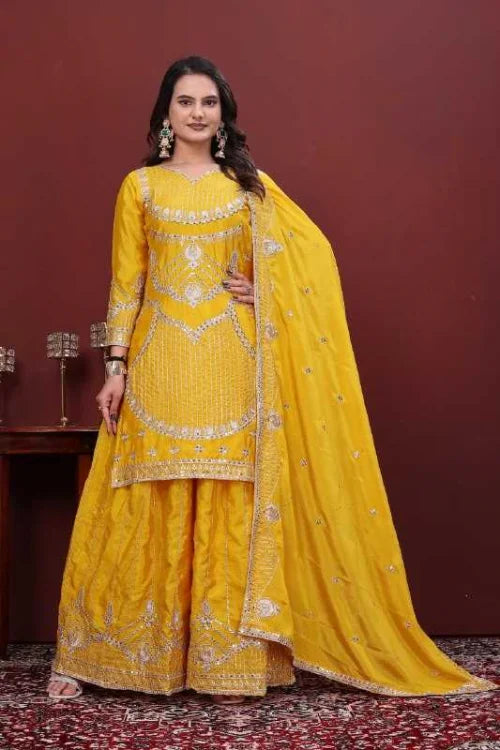 Chinon Sharara Salwar Suit