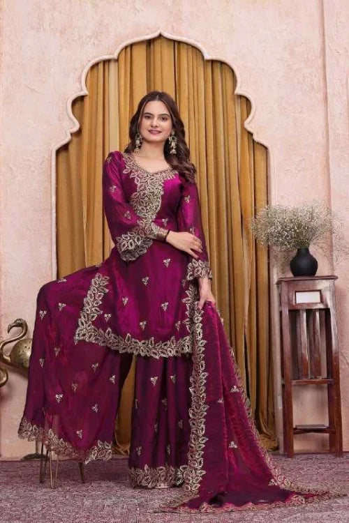 Silk Sharara Salwar Suit