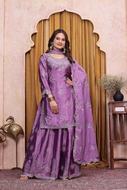 Chinon Sharara Salwar Suit 142