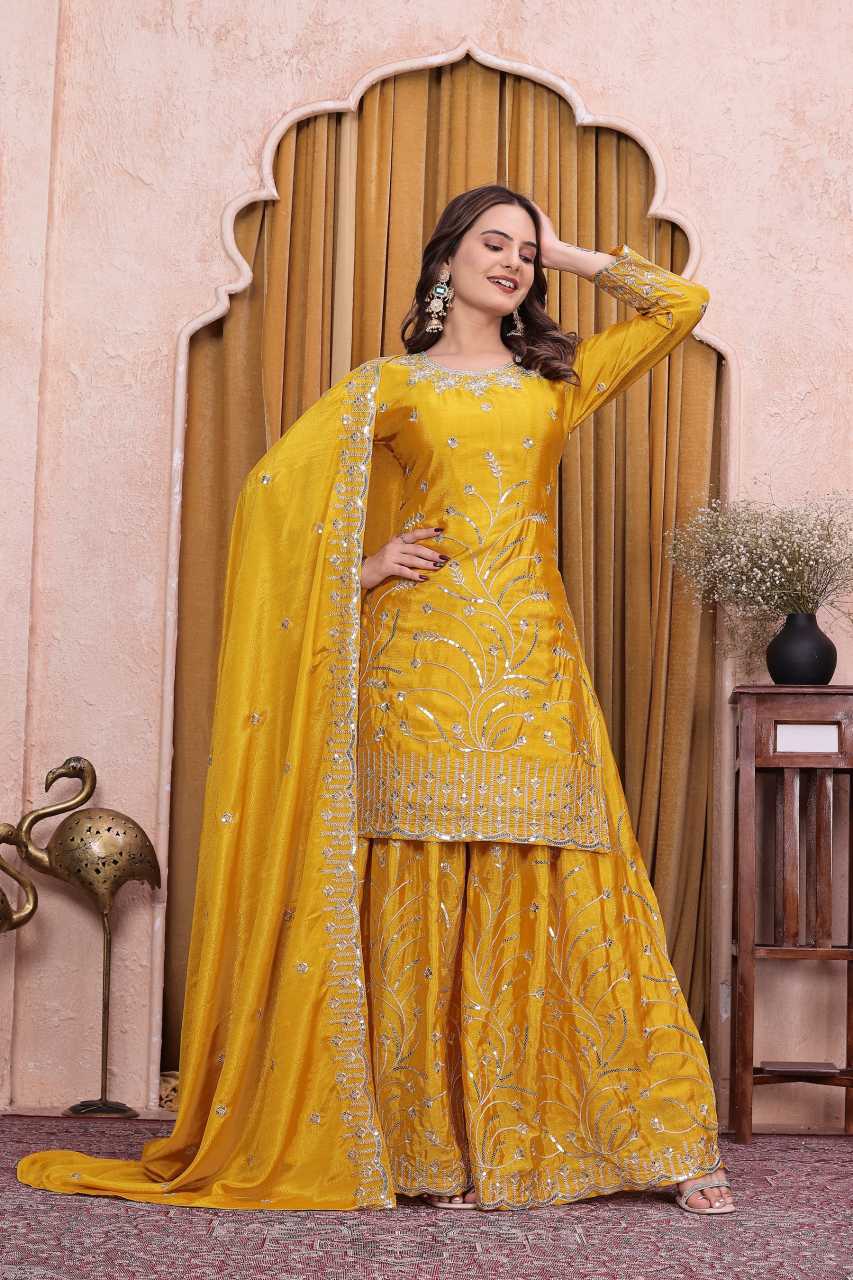 Chinon Sharara Salwar Suit