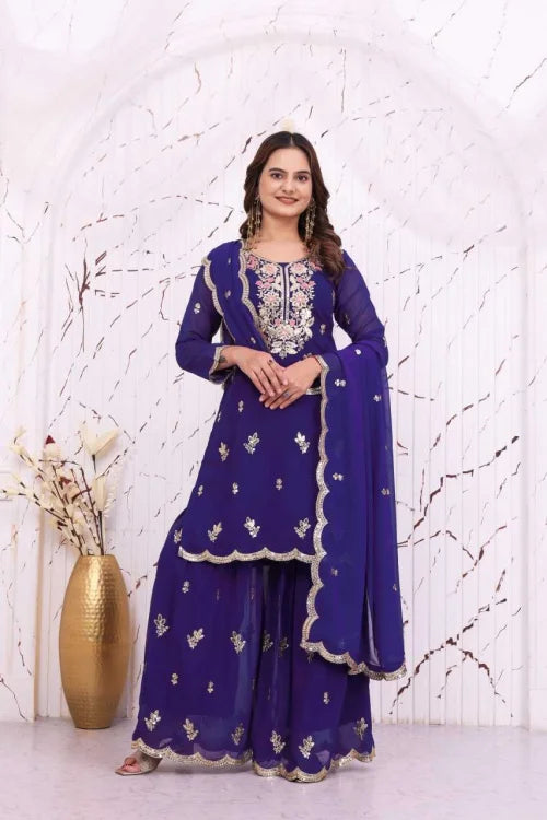 Faux Georgette Sharara Salwar Suit 147