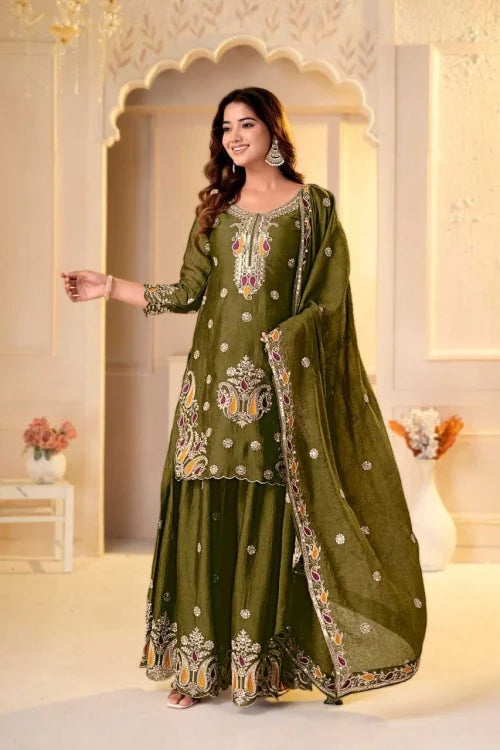 Rangoli Silk Sharara Salwar Suit