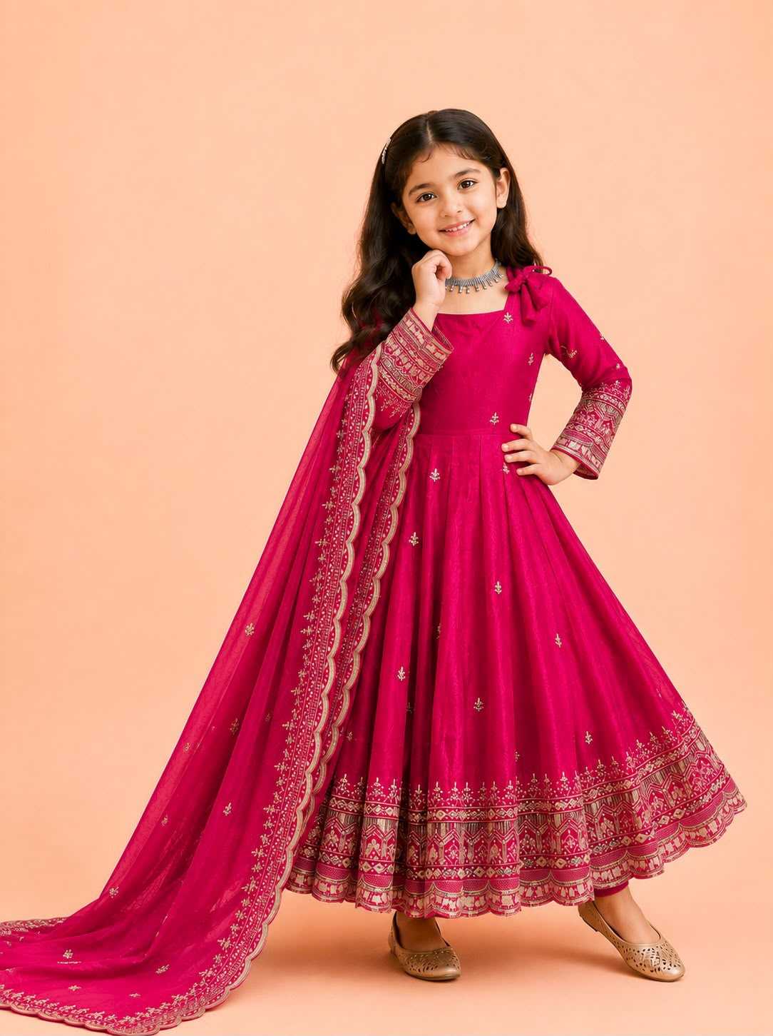 Fendy Kids Gown in Peach
