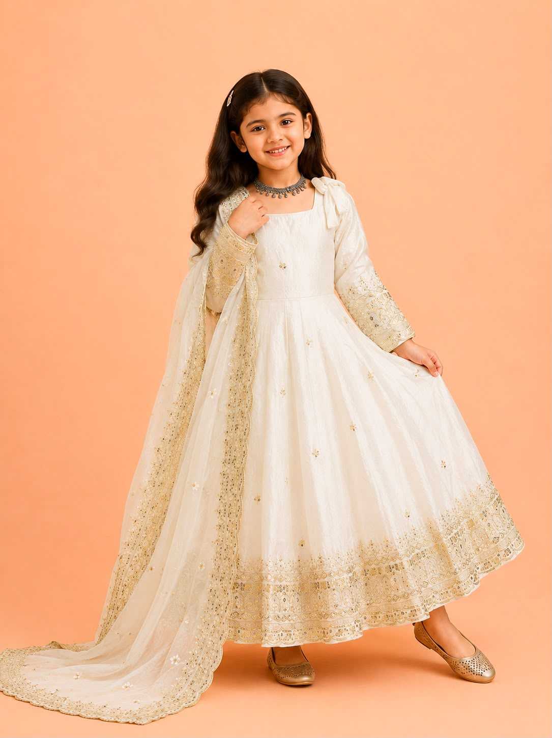 Fendy Kids Gown in Peach