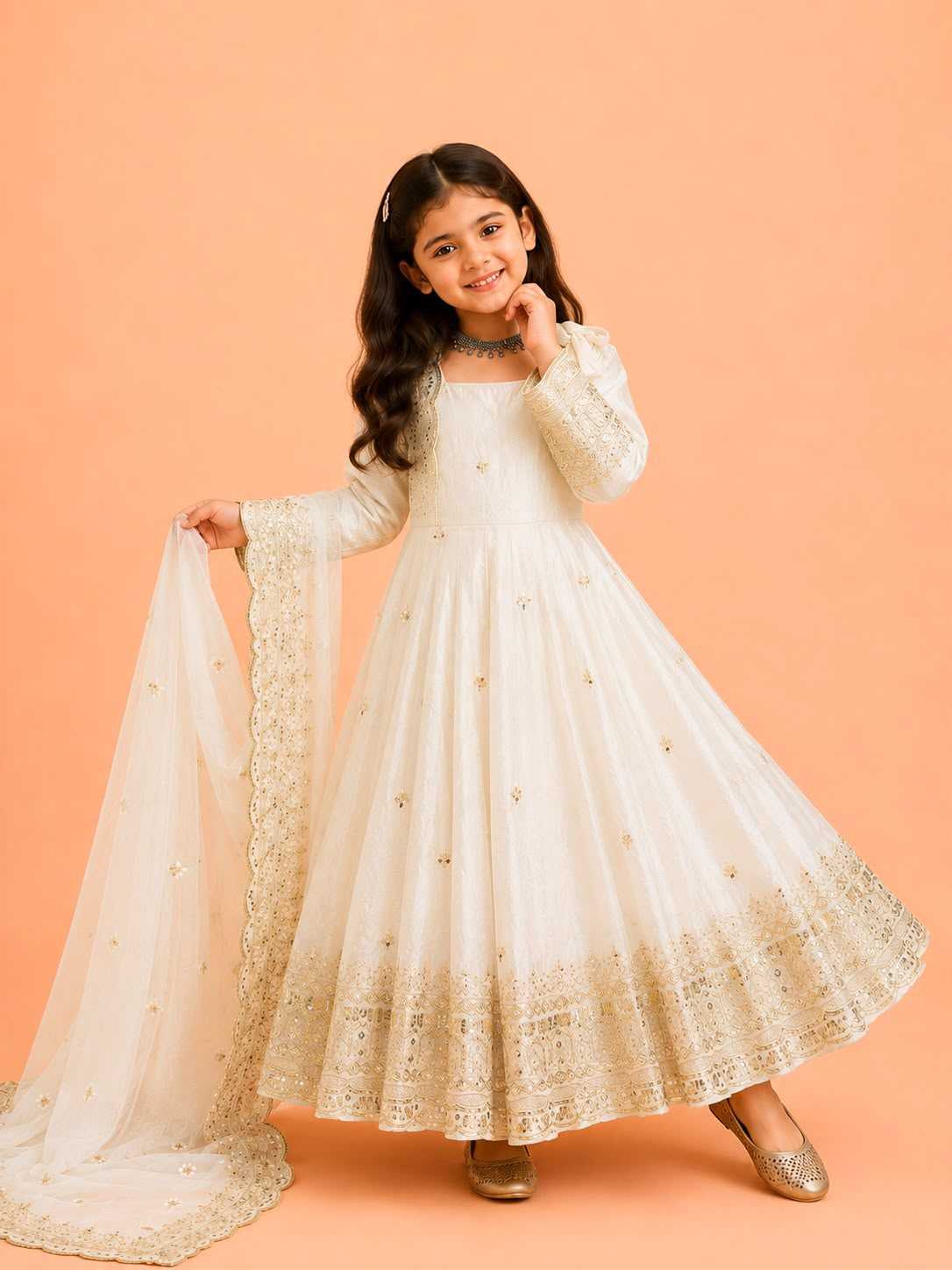 Fendy Kids Gown in Peach