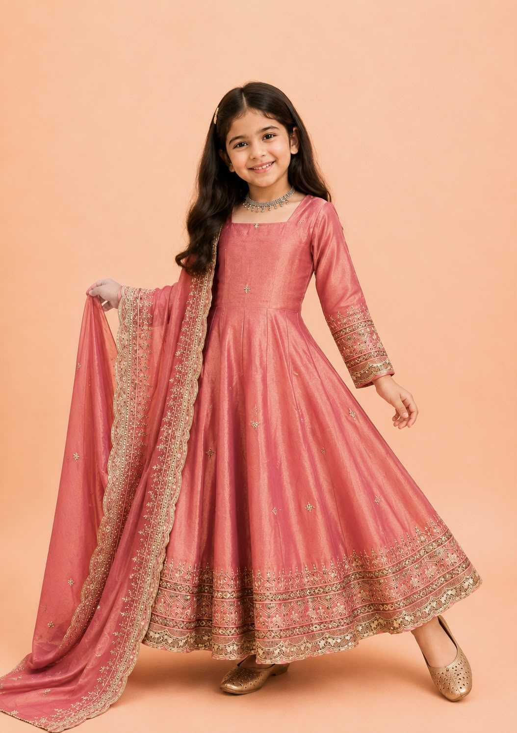 Fendy Kids Gown in Peach
