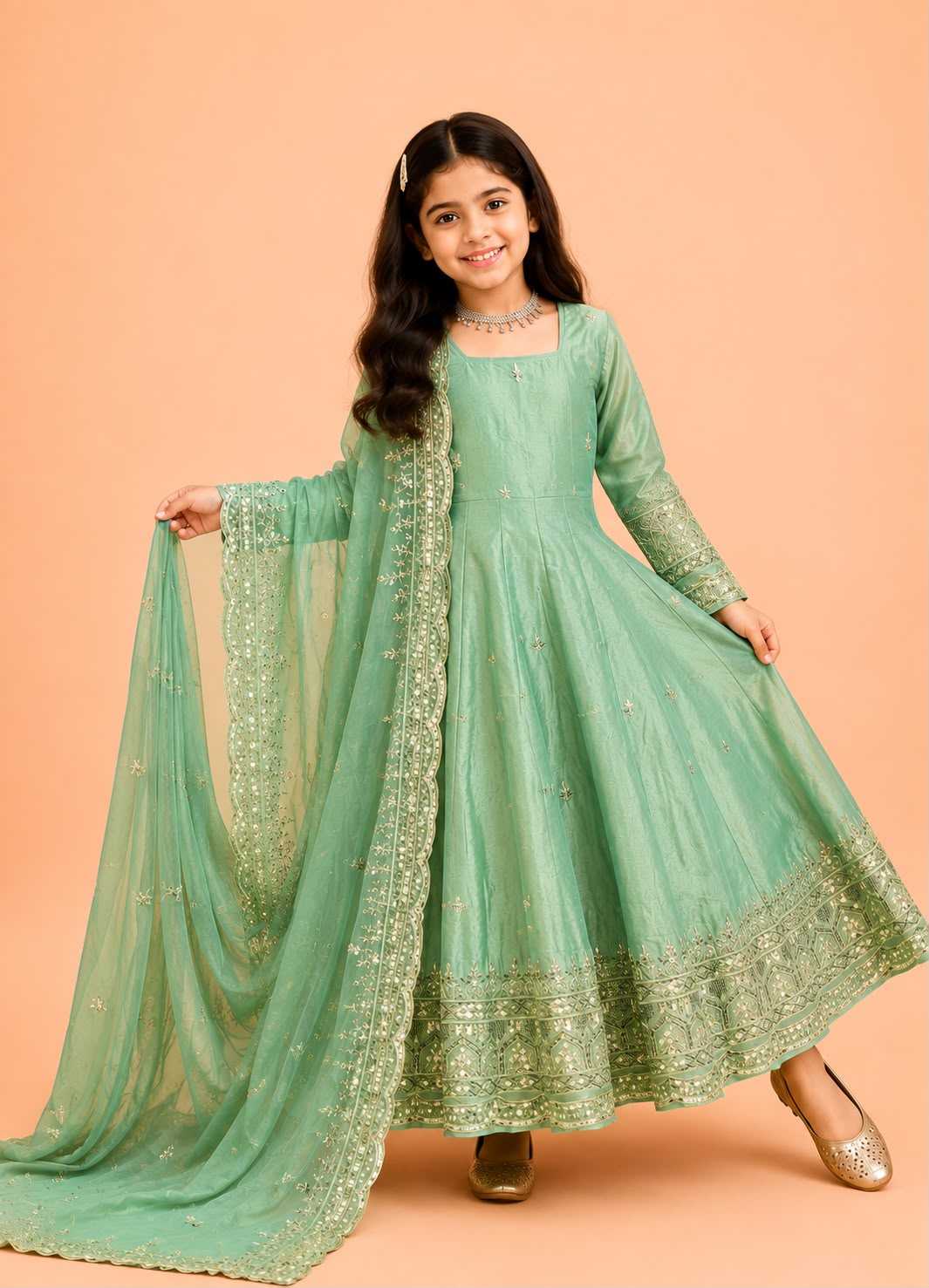 Fendy Kids Gown in Peach