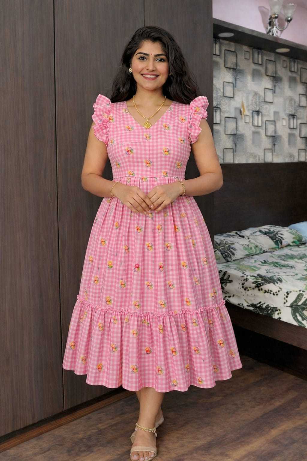 Anaya Soft Cotton Silk Kids Gown