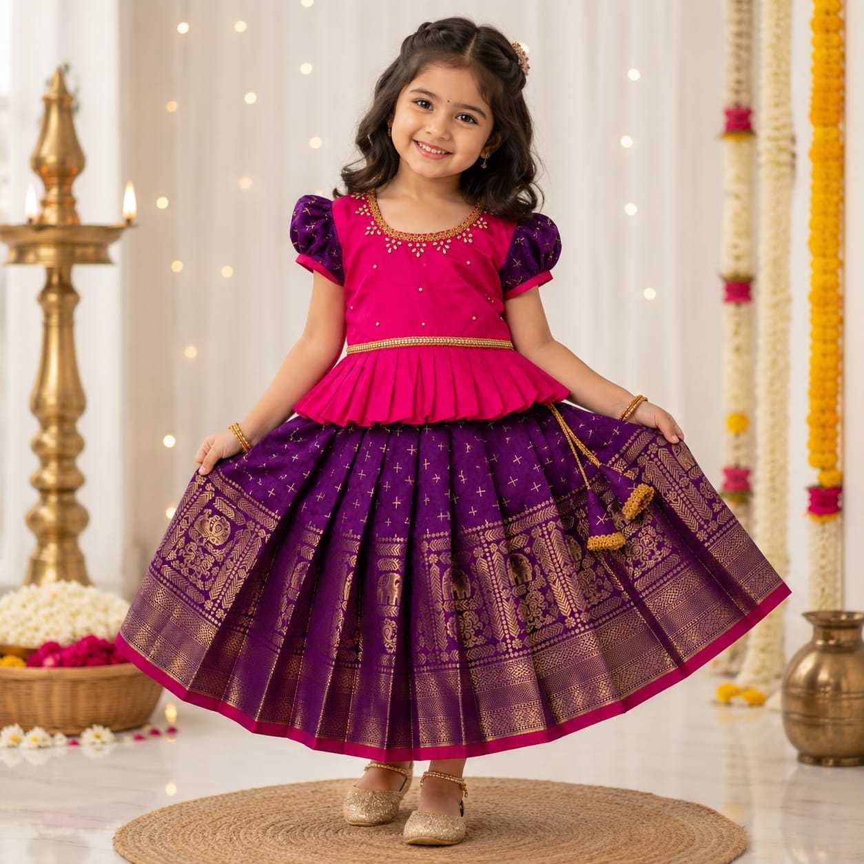 Banarasi Soft Silk Kids Lehenga
