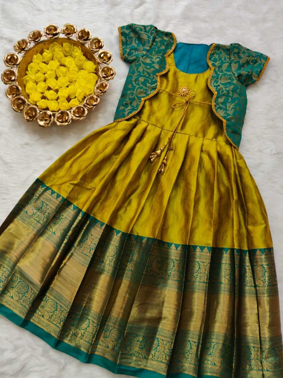 Brinda Lichi Silk Kids Gown