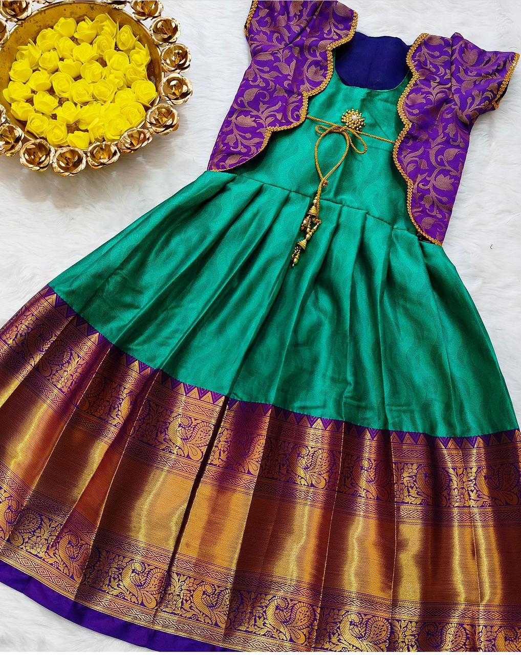 Brinda Lichi Silk Kids Gown