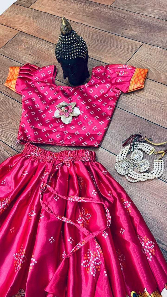 Satin Silk Kids Lehenga