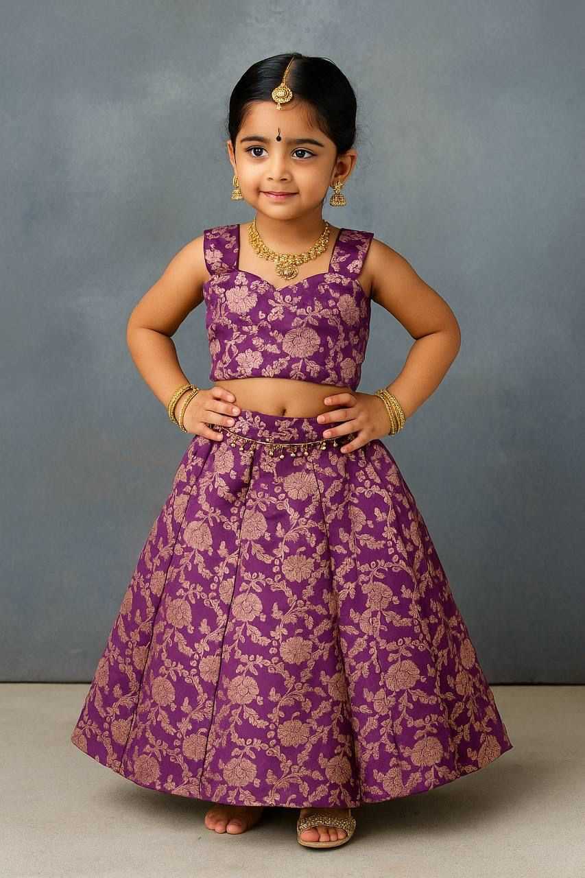 Mahika Banarasi Soft Silk Kids Lehenga