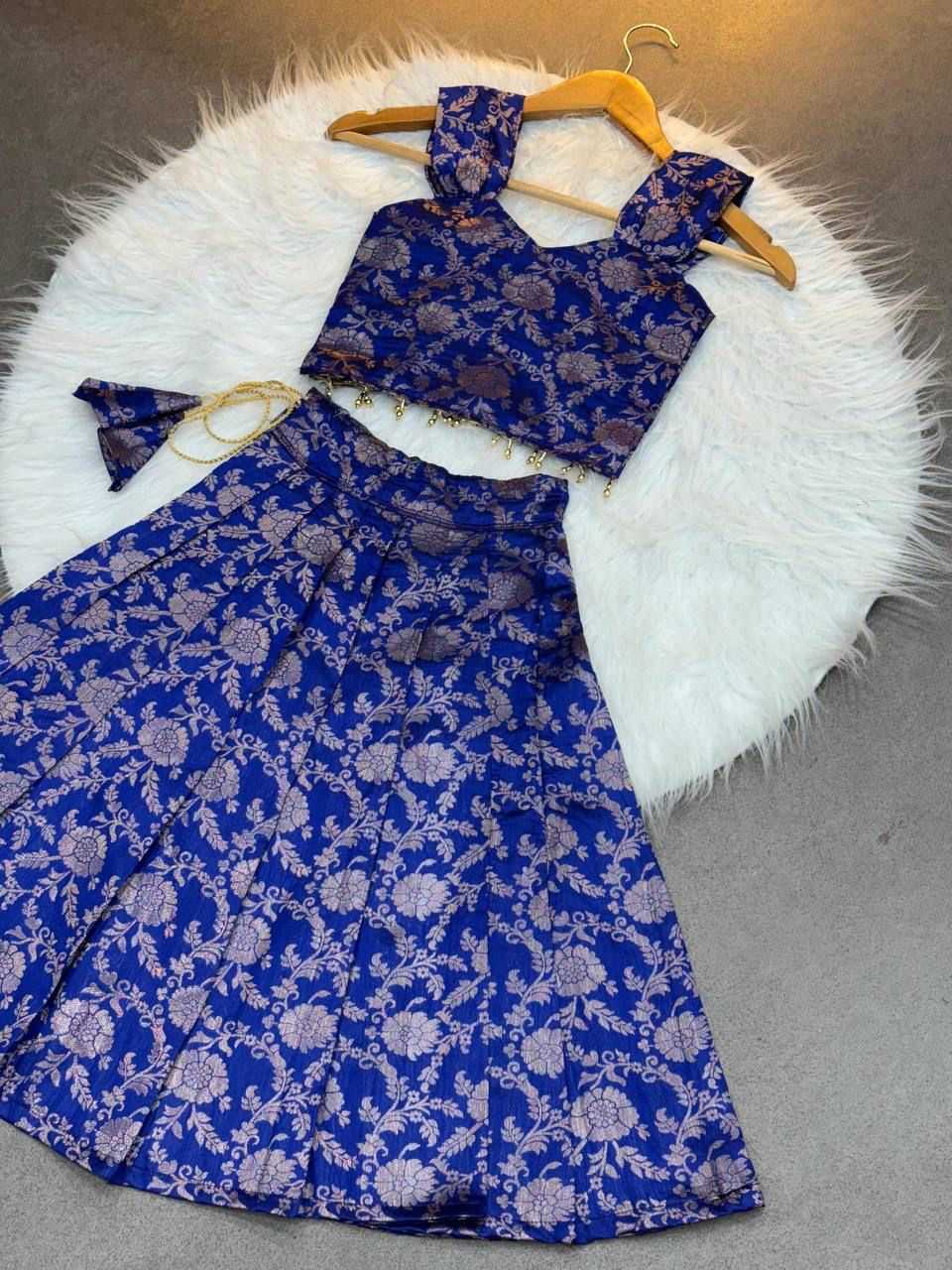 Mahika Banarasi Soft Silk Kids Lehenga