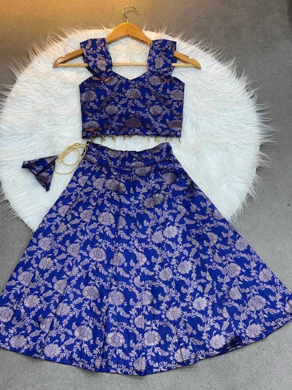 Mahika Banarasi Soft Silk Kids Lehenga