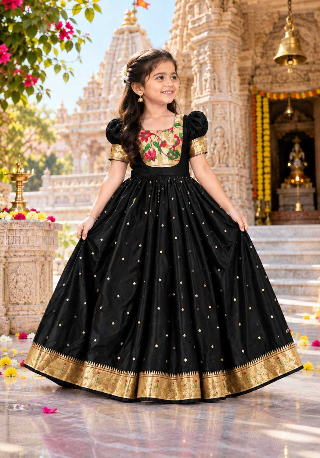 Roshni Lichi Silk Kids Gown