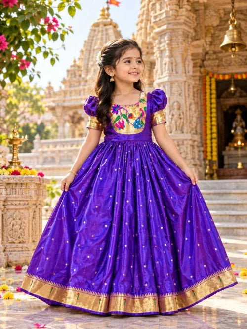 Roshni Lichi Silk Kids Gown