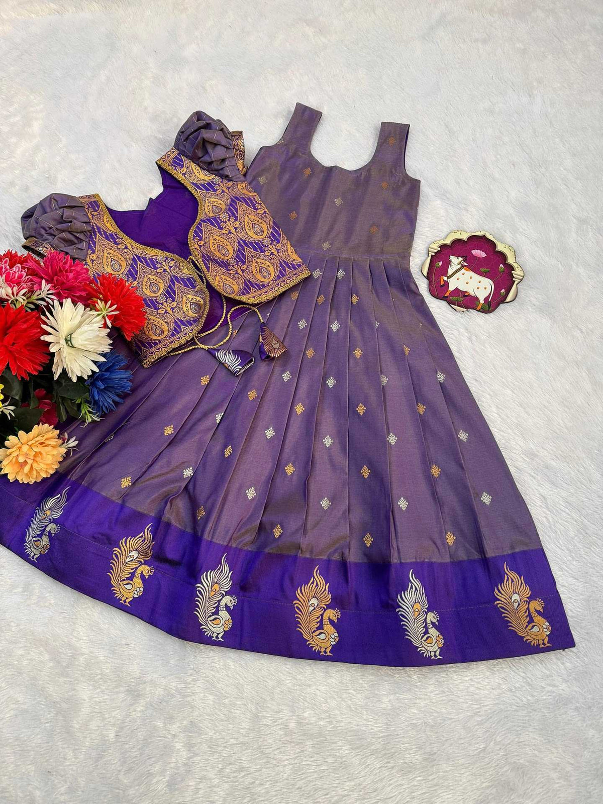 Banarasi Jacquard Kids Gown