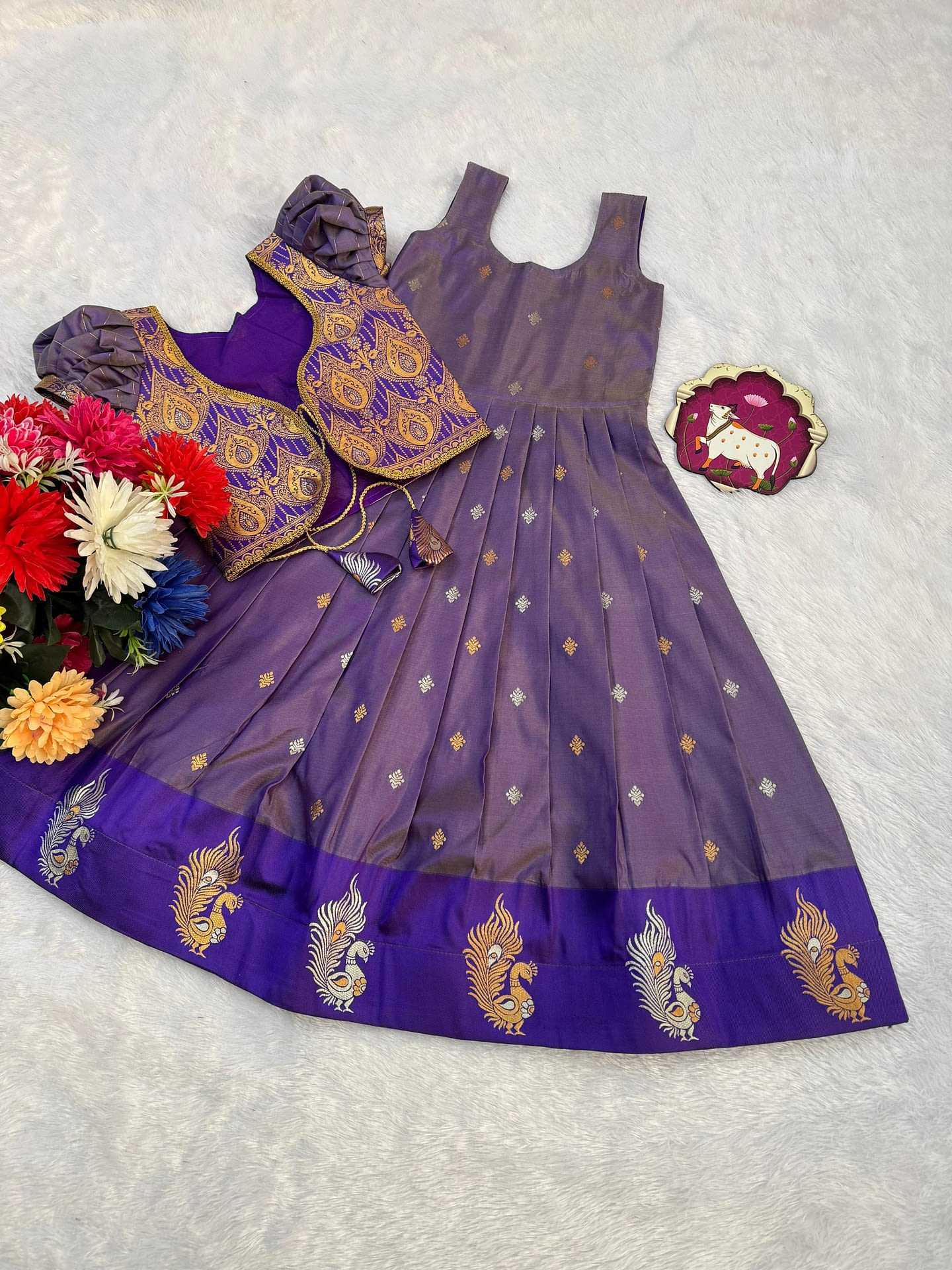 Banarasi Jacquard Kids Gown
