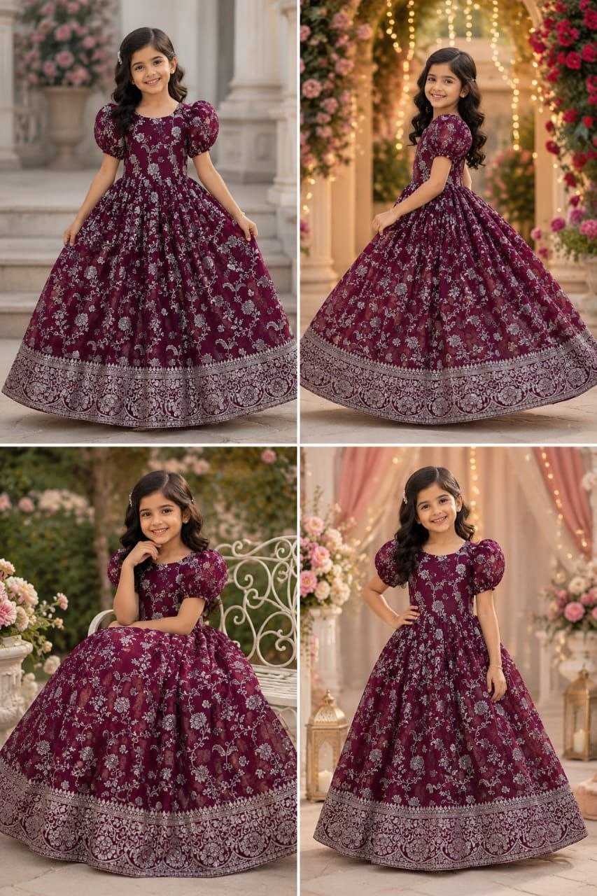 Tishya Crepe Silk Kids Gown