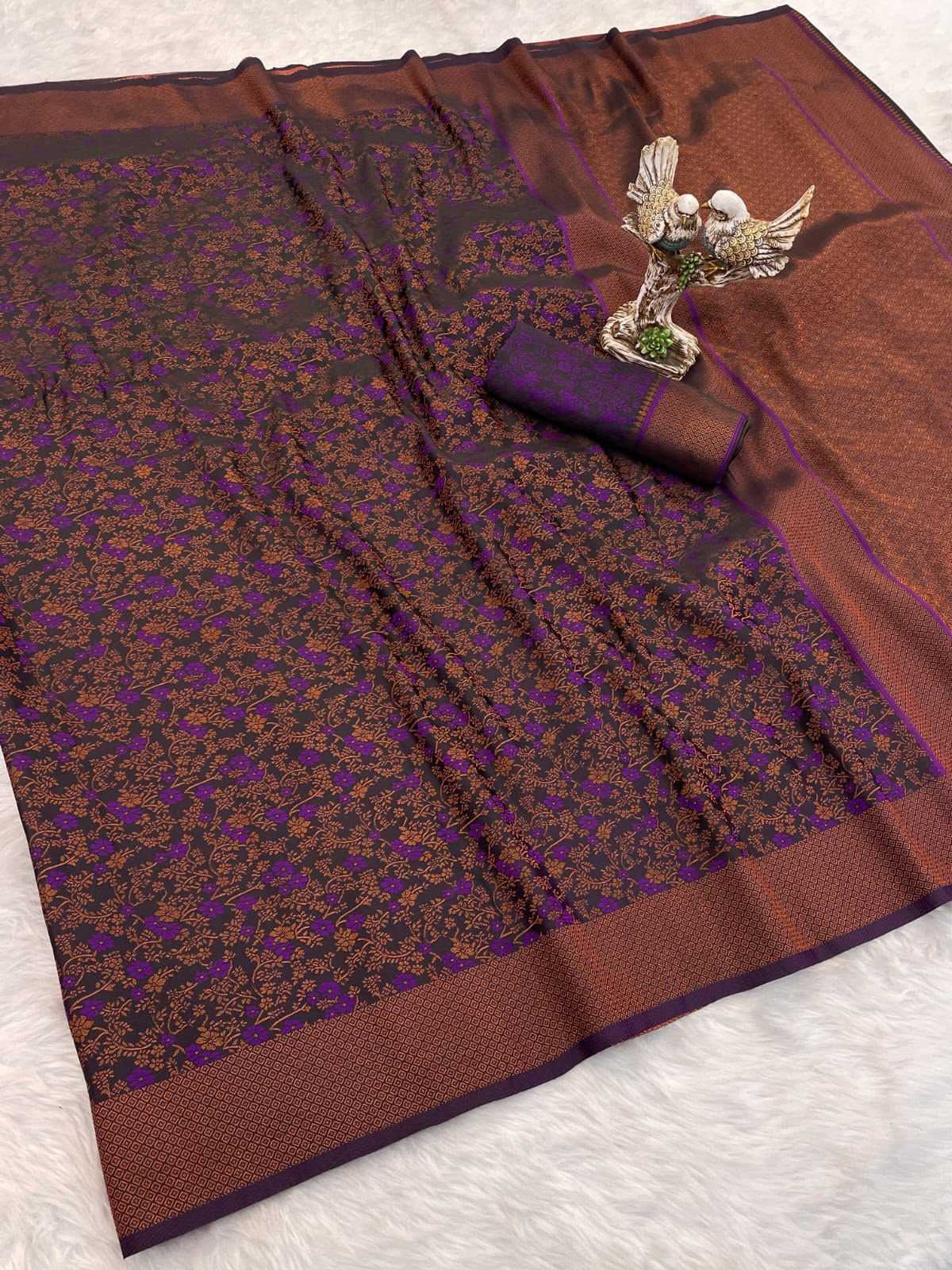 Satin Silk Designer Saree in Copper