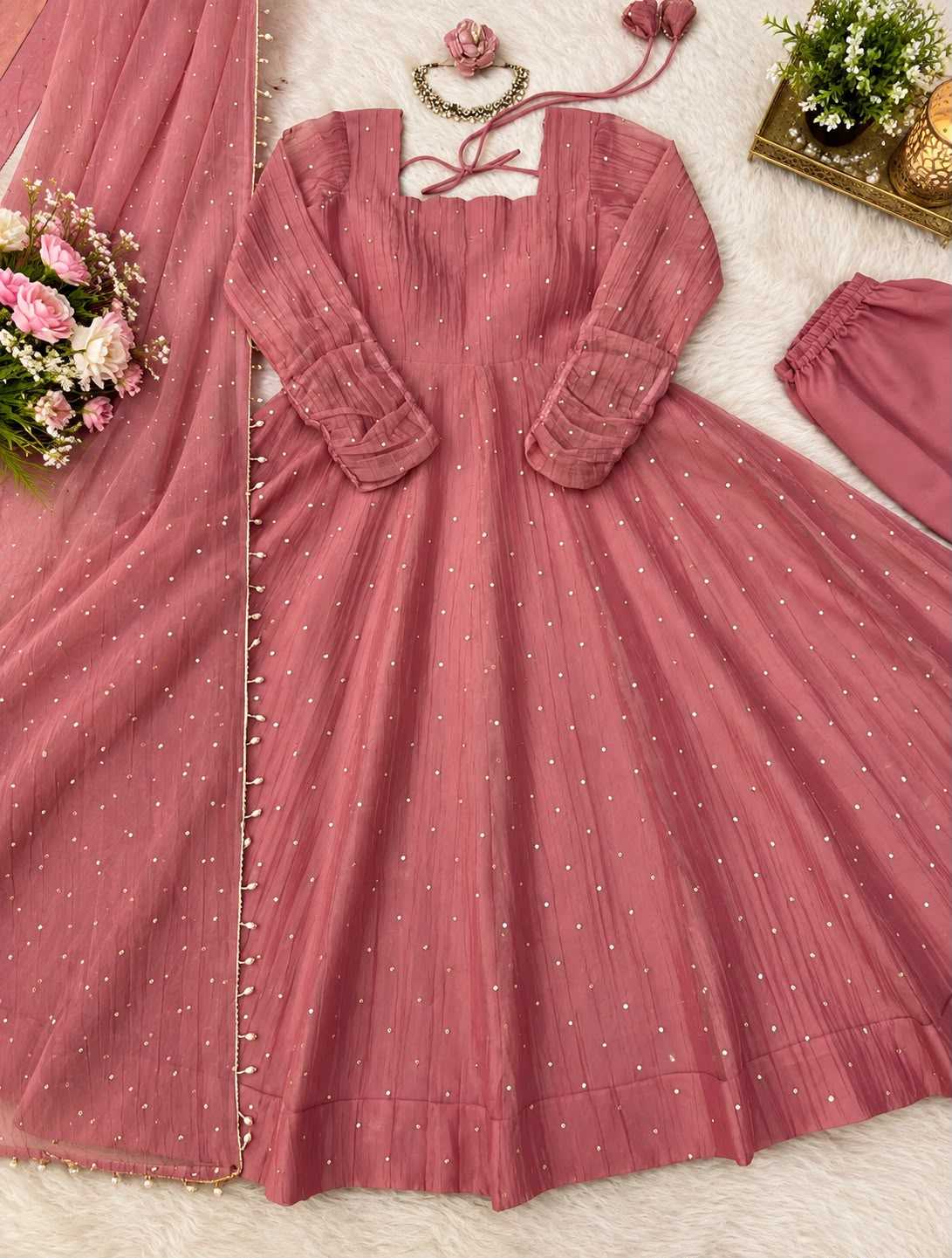 Silk Fancy Gown in Yellow
