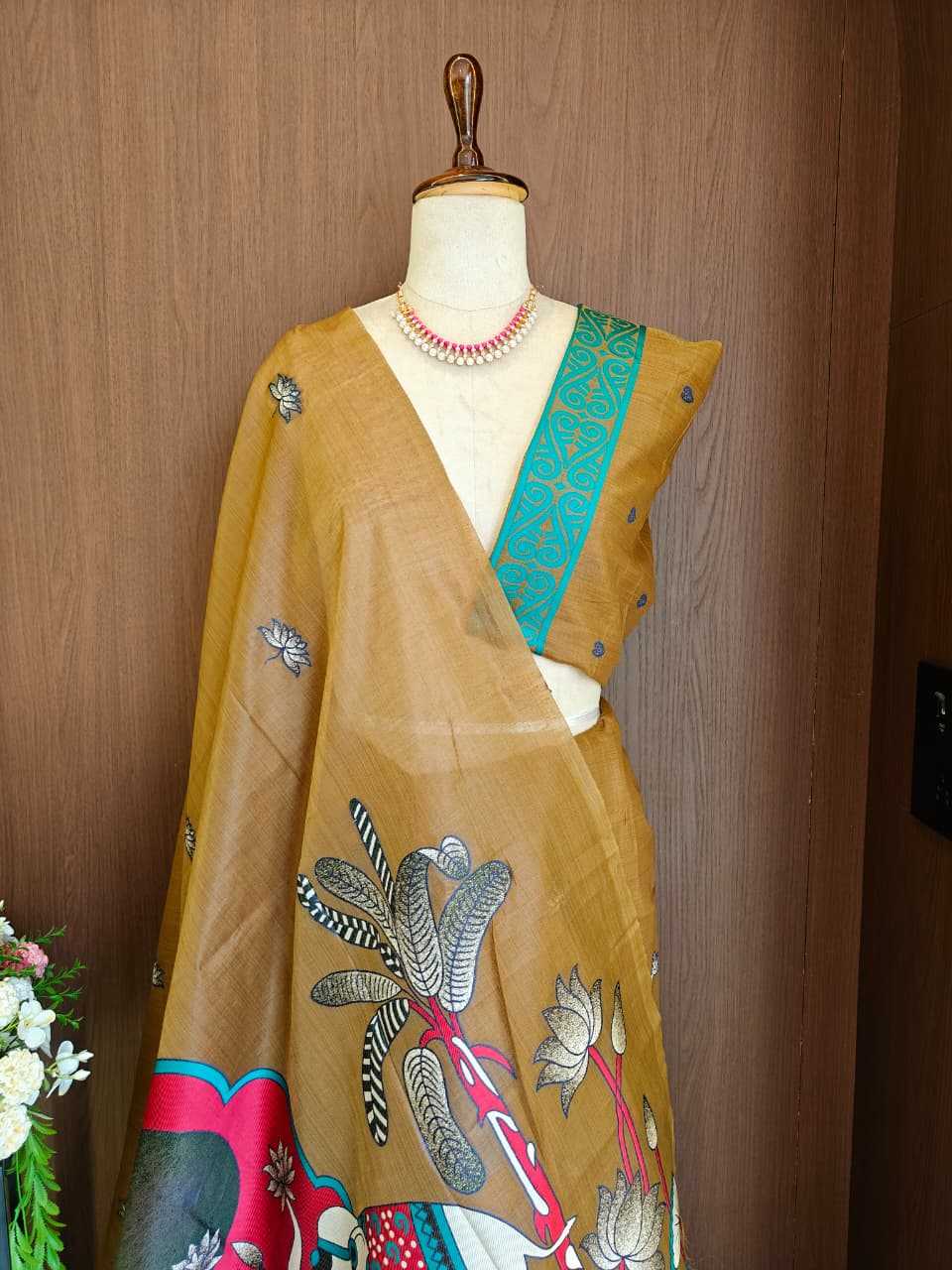 Soft Cotton Designer Saree in Mint Green