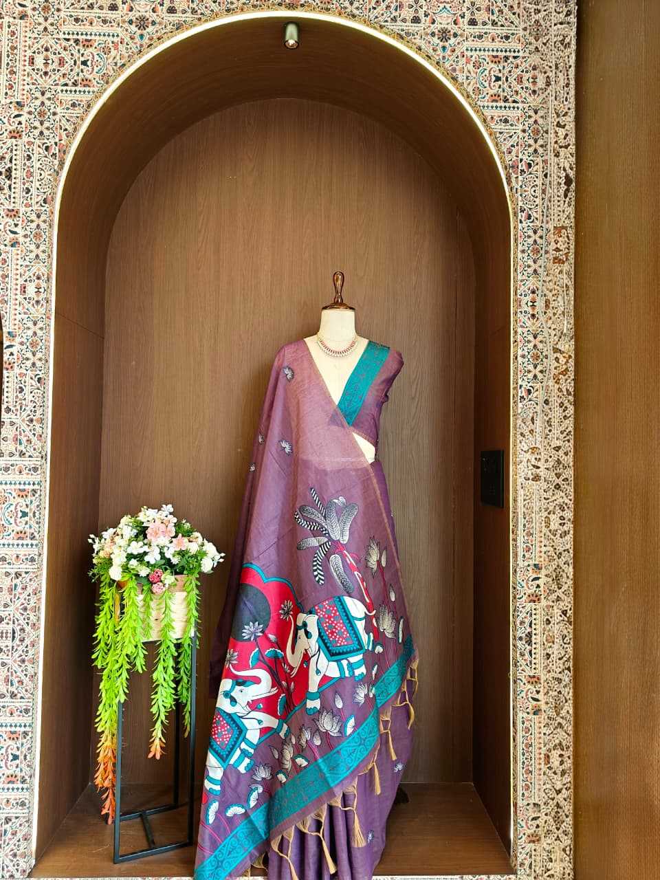 Soft Cotton Designer Saree in Mint Green