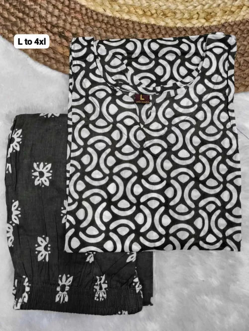 Soft Cotton Printed Suit in Teal