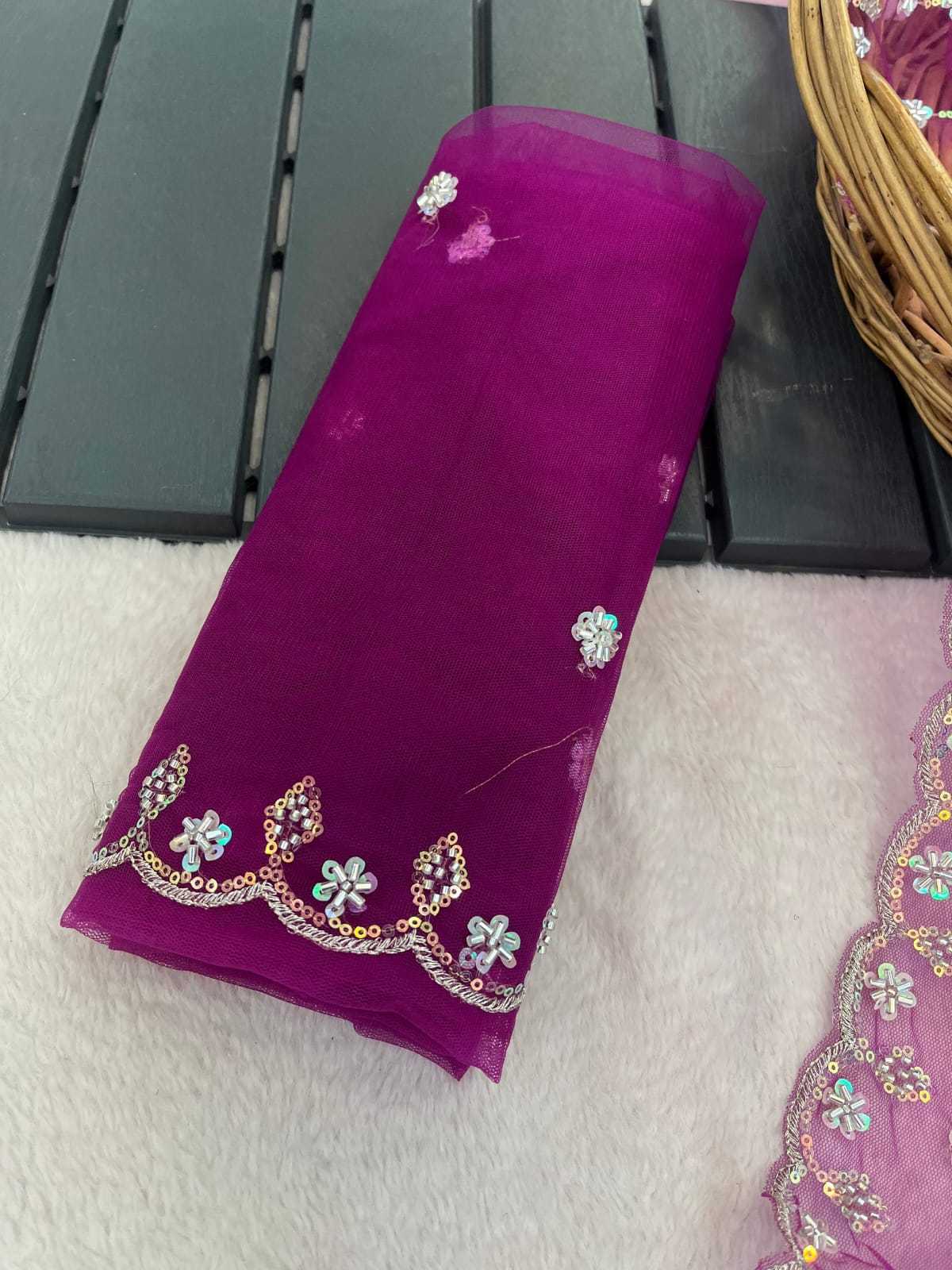 Soft Net Designer Saree in Red