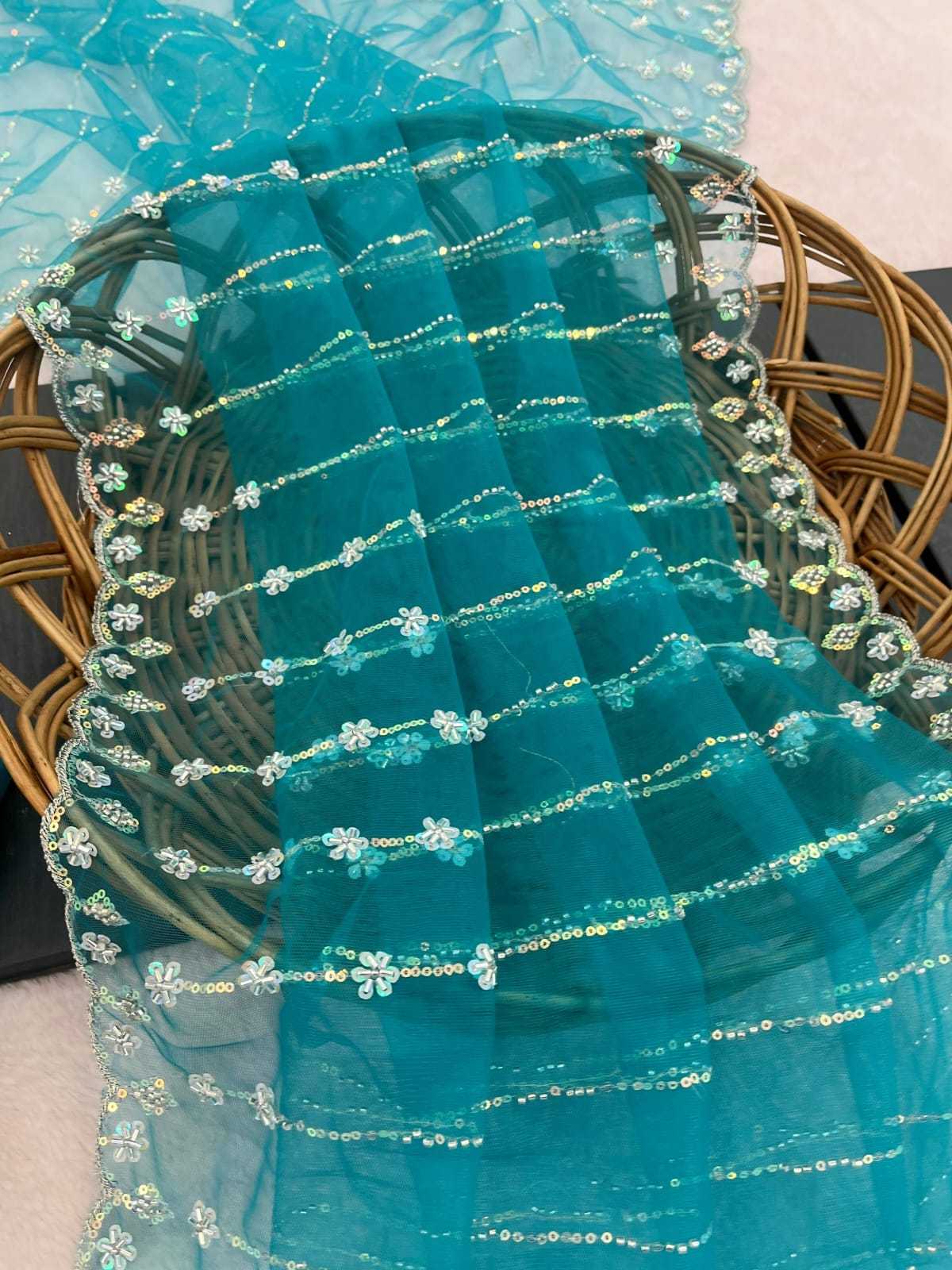 Soft Net Designer Saree in Red