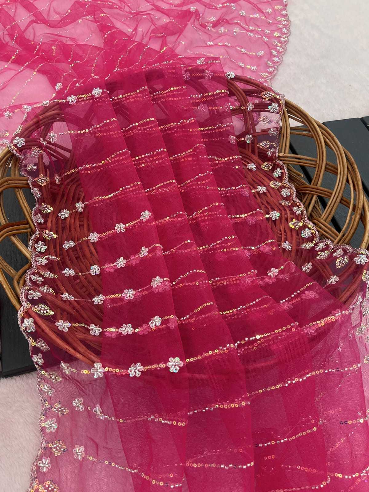 Soft Net Designer Saree in Red