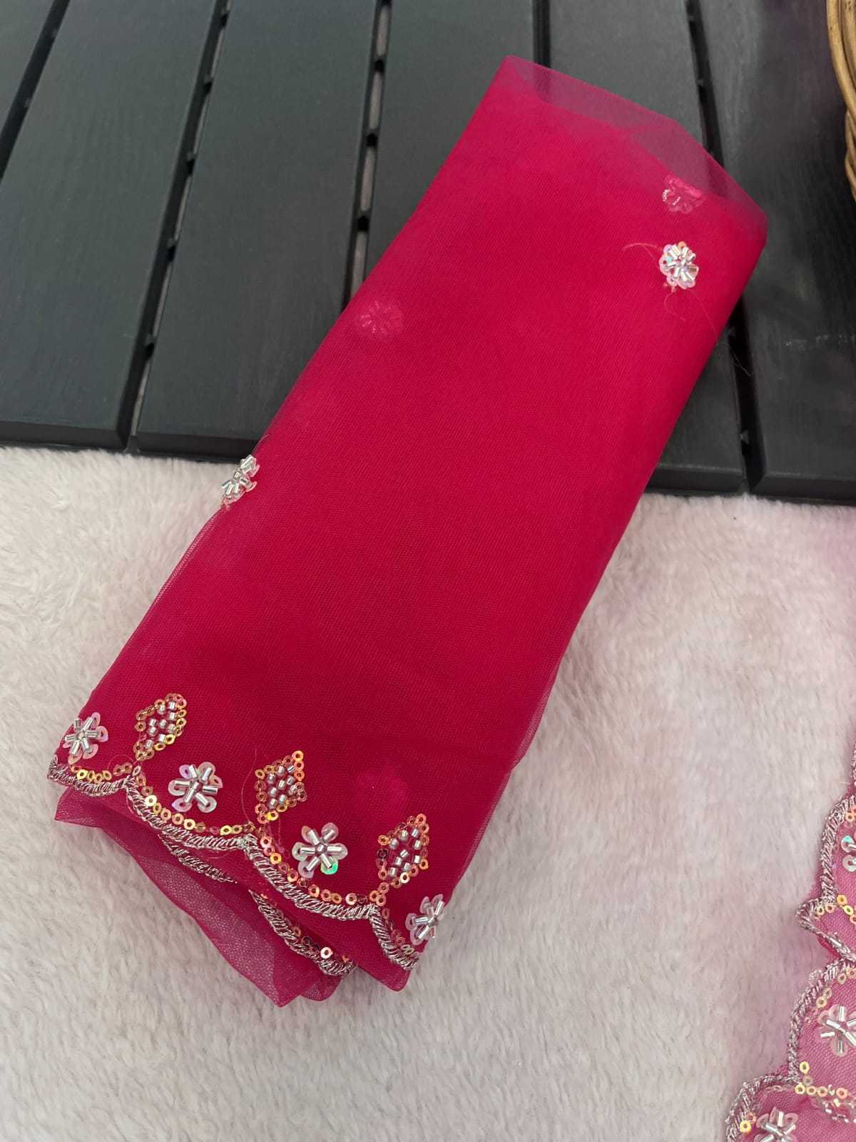 Soft Net Designer Saree in Red