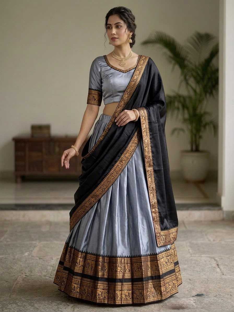 Soft Silk Designer Lehenga in Off White