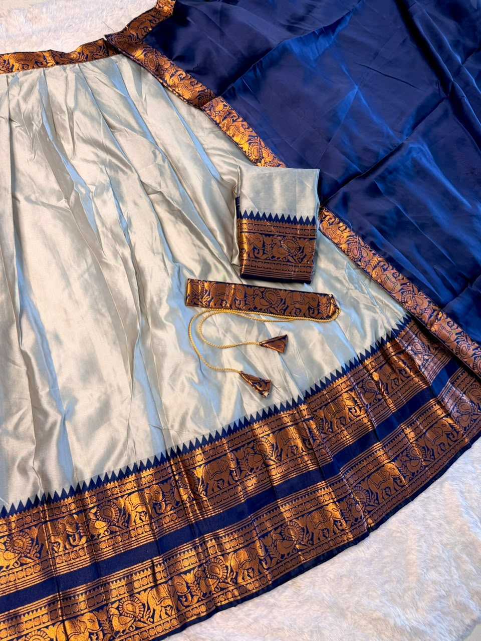 Soft Silk Designer Lehenga in Off White