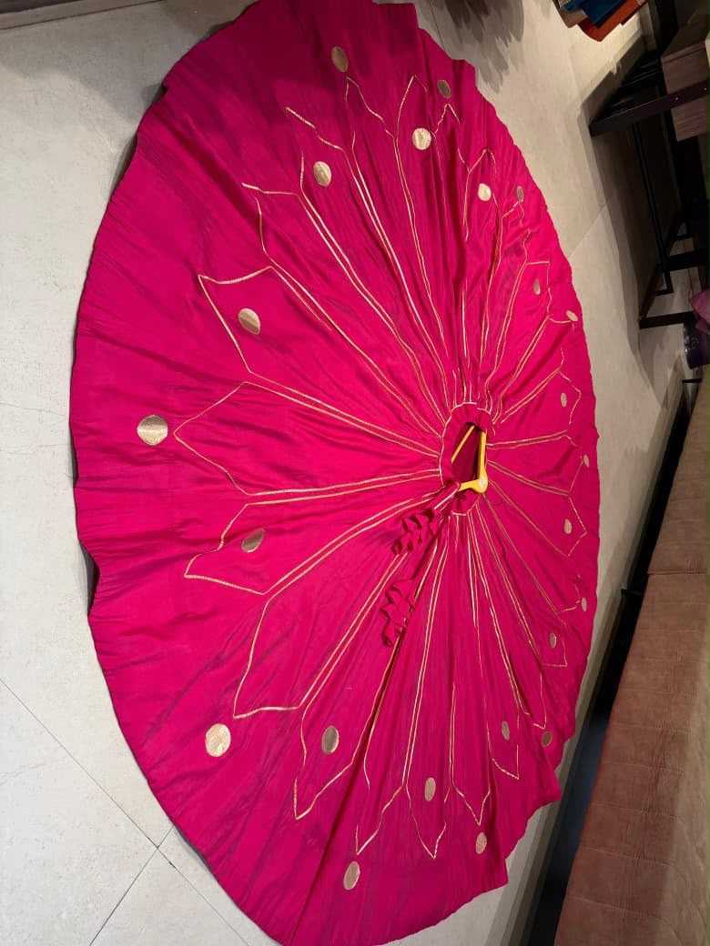 Soft Silk Designer Lehenga in Rani
