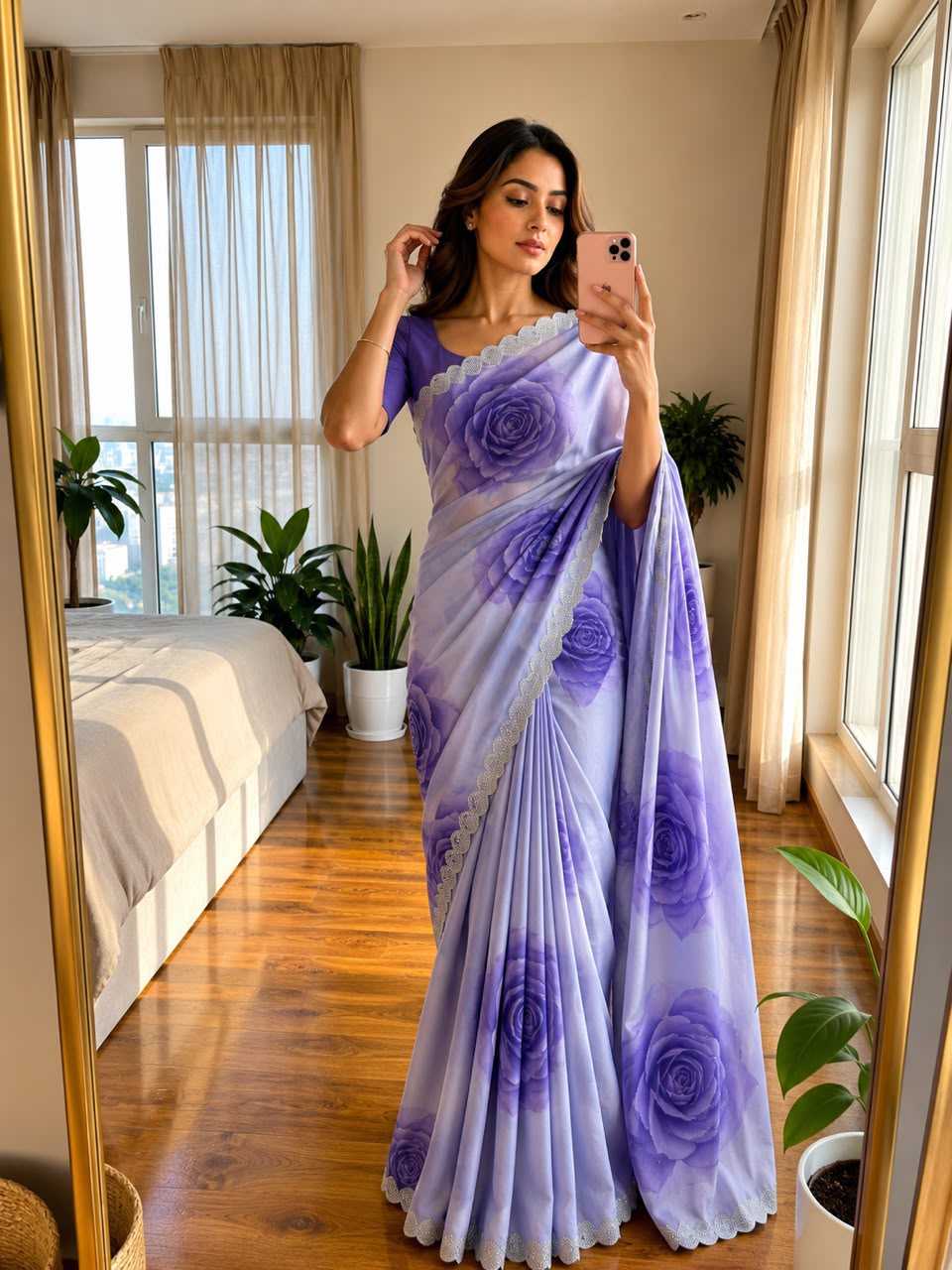 Soft Silk Designer Saree in Pink