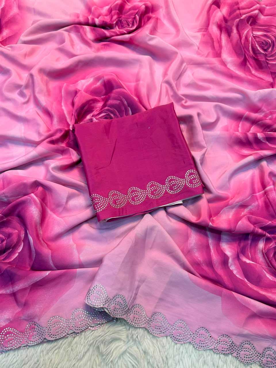 Soft Silk Designer Saree in Pink