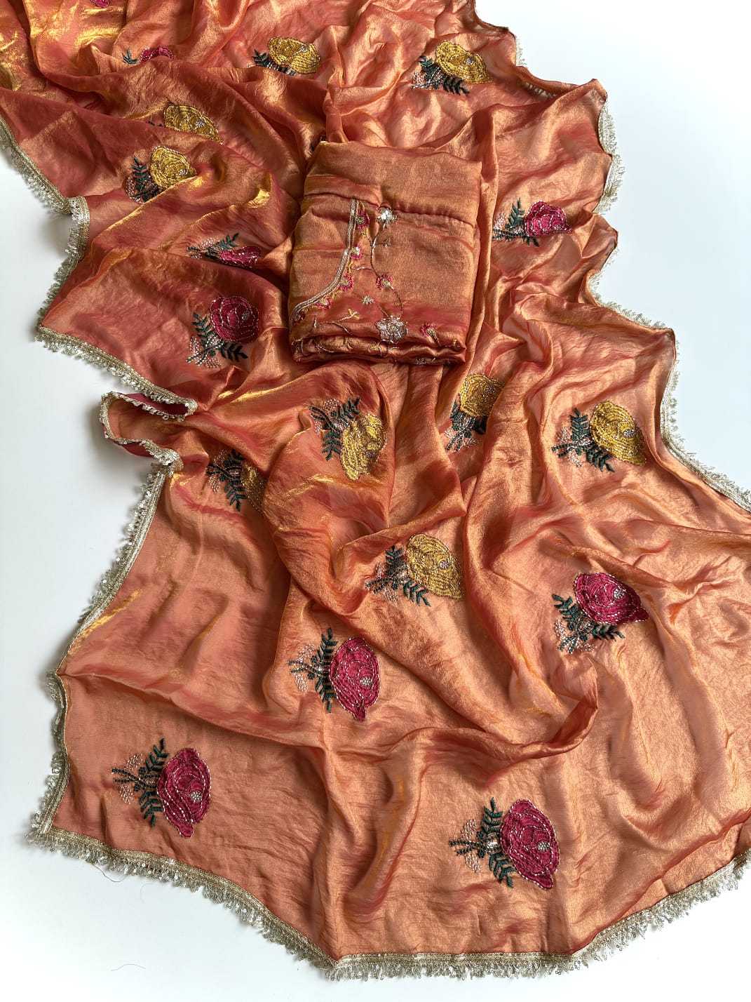 Space Silk Soft Saree in Rust